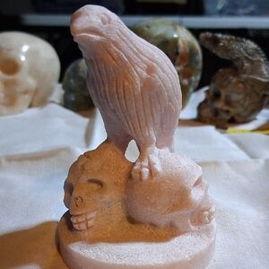 Pink Opal  Raven Sculpture